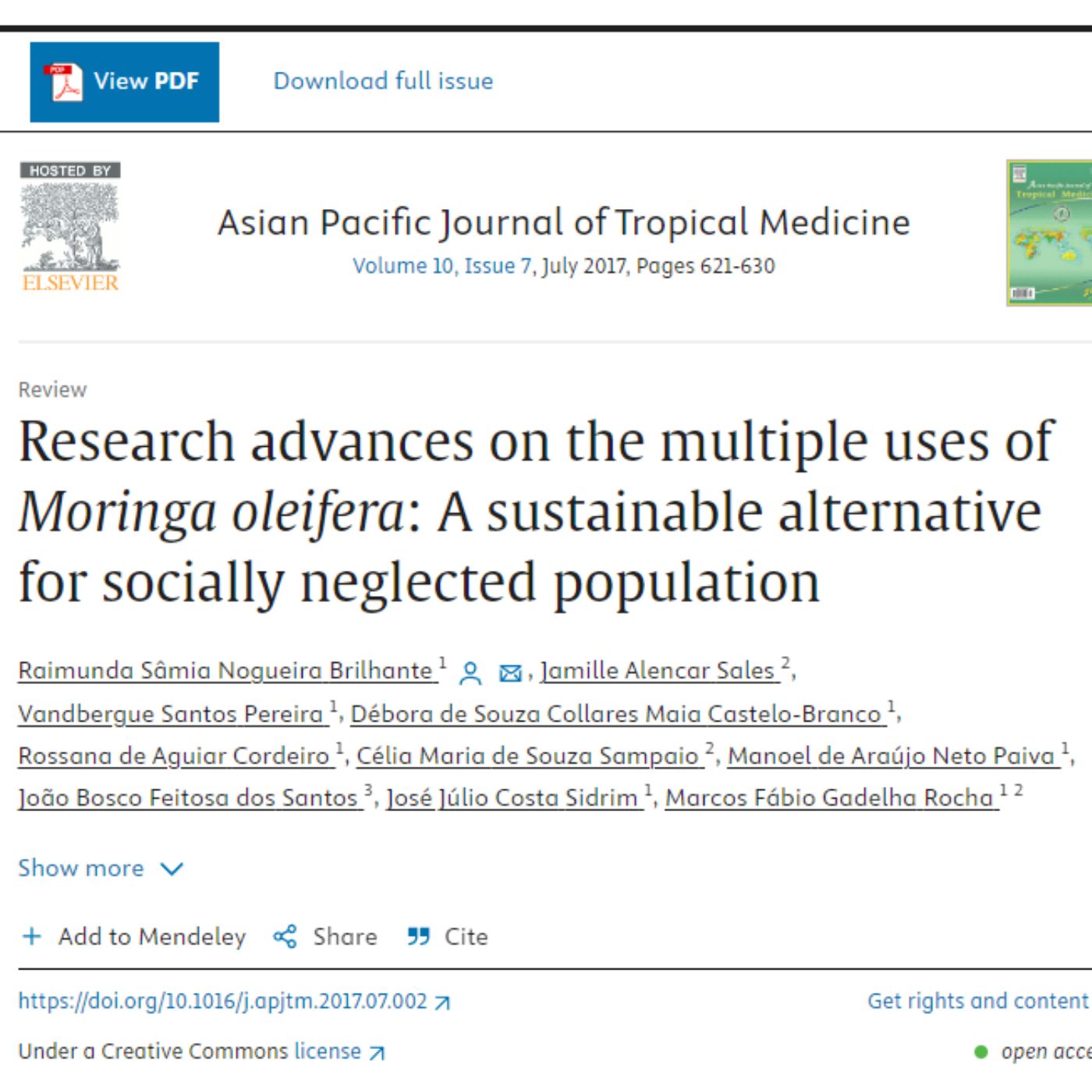 Research and study about moringa leaves uses