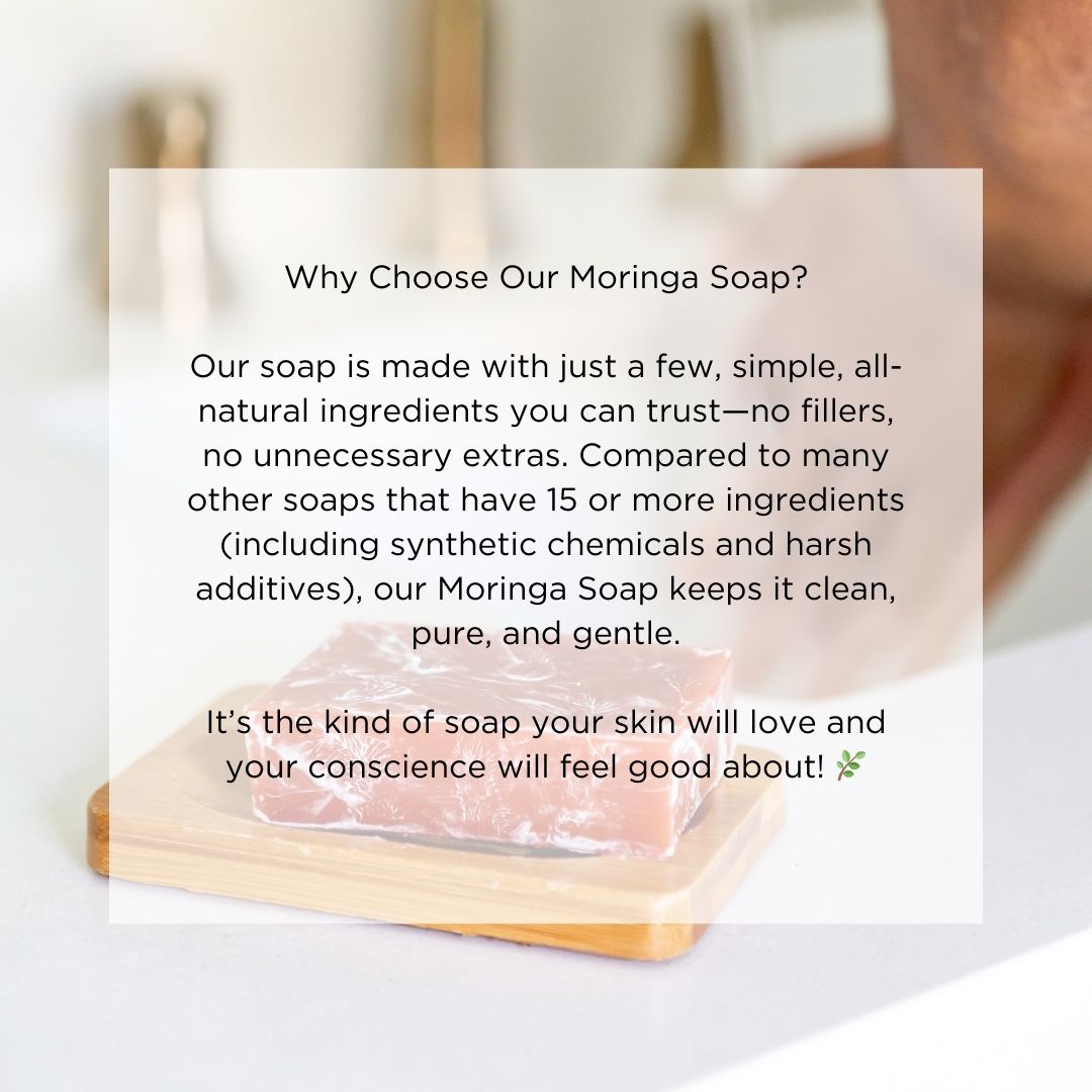 All Natural Moringa Glycerin Soaps, Bentonite Clay, Essential Oils, 4 Oz Soap Bars for Face and body.