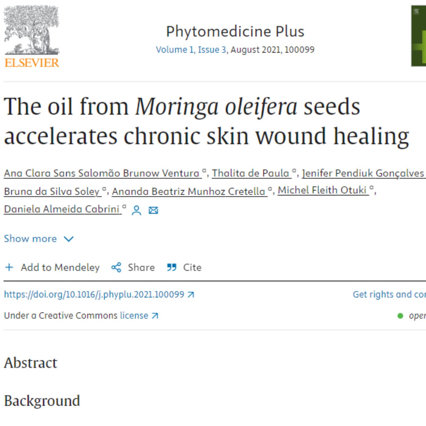 research The oil from Moringa oleifera seeds accelerates chronic skin wound healing