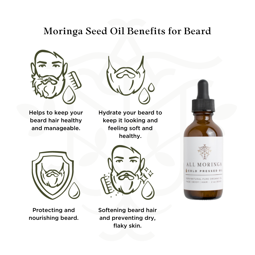 moringa seed oil for men beard scalp and hair