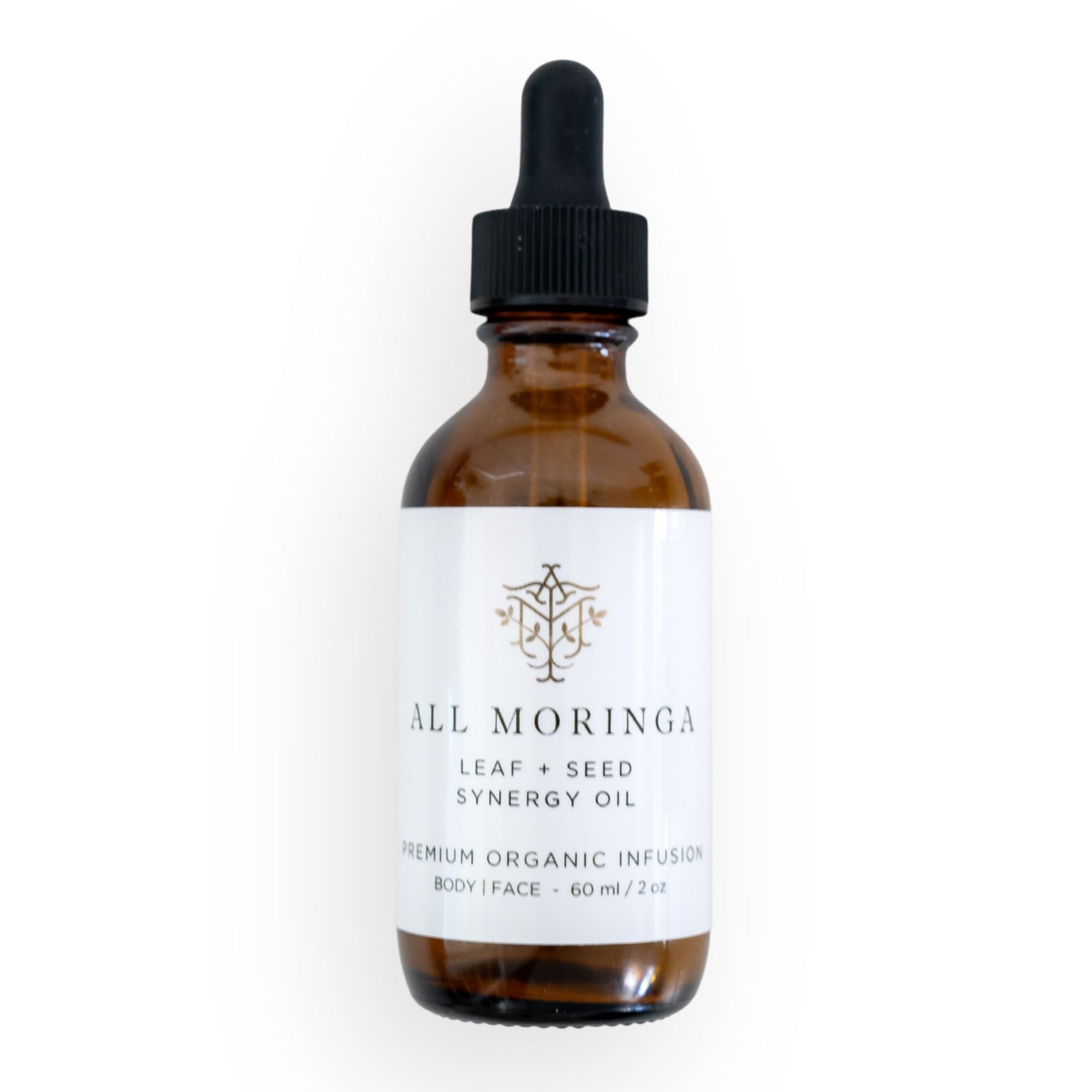 All Moringa Synergy Leaf and seed oil bottle with a dropper product image