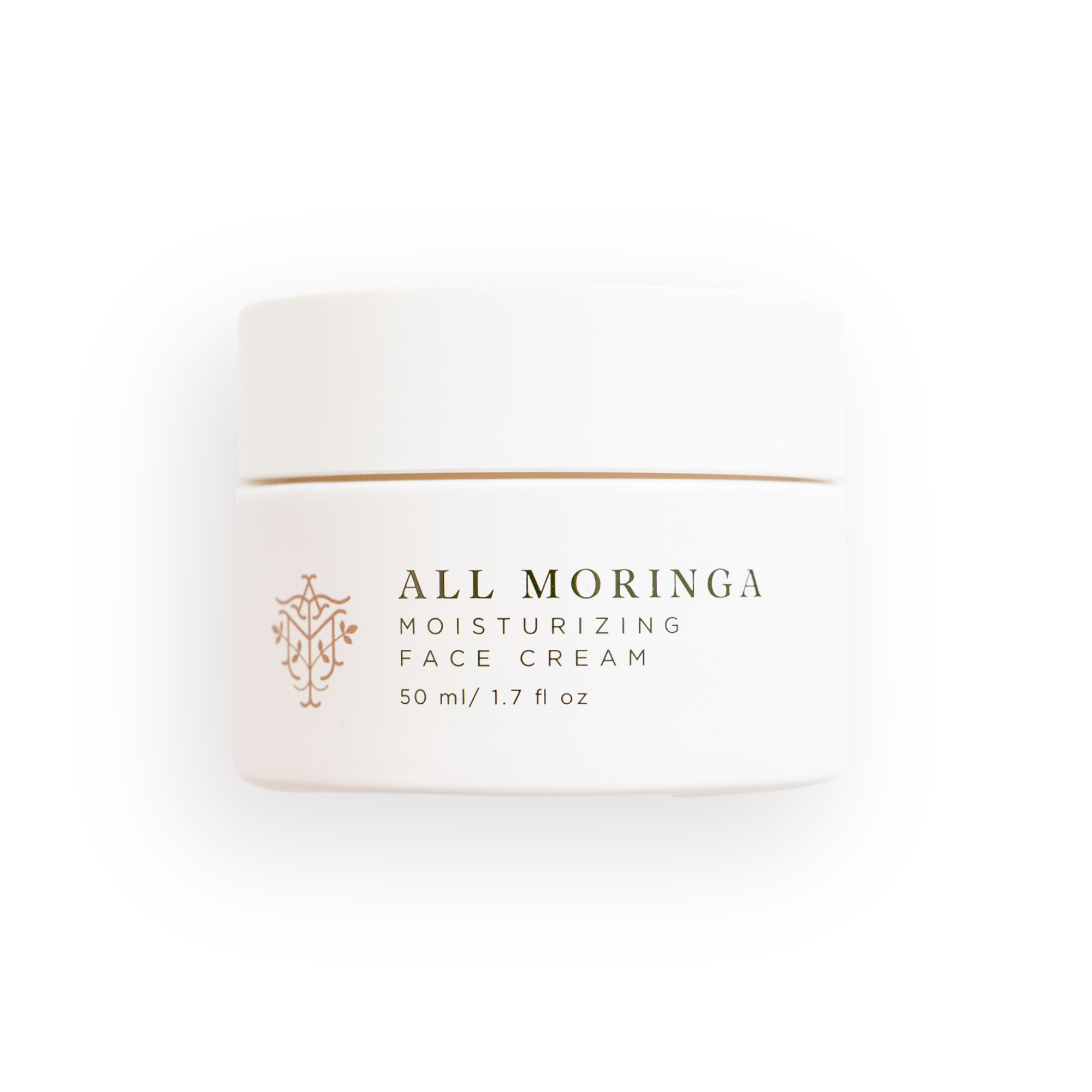 moringa face cream Antioxidant-rich skincare Vitamin C face cream in a glass white jar