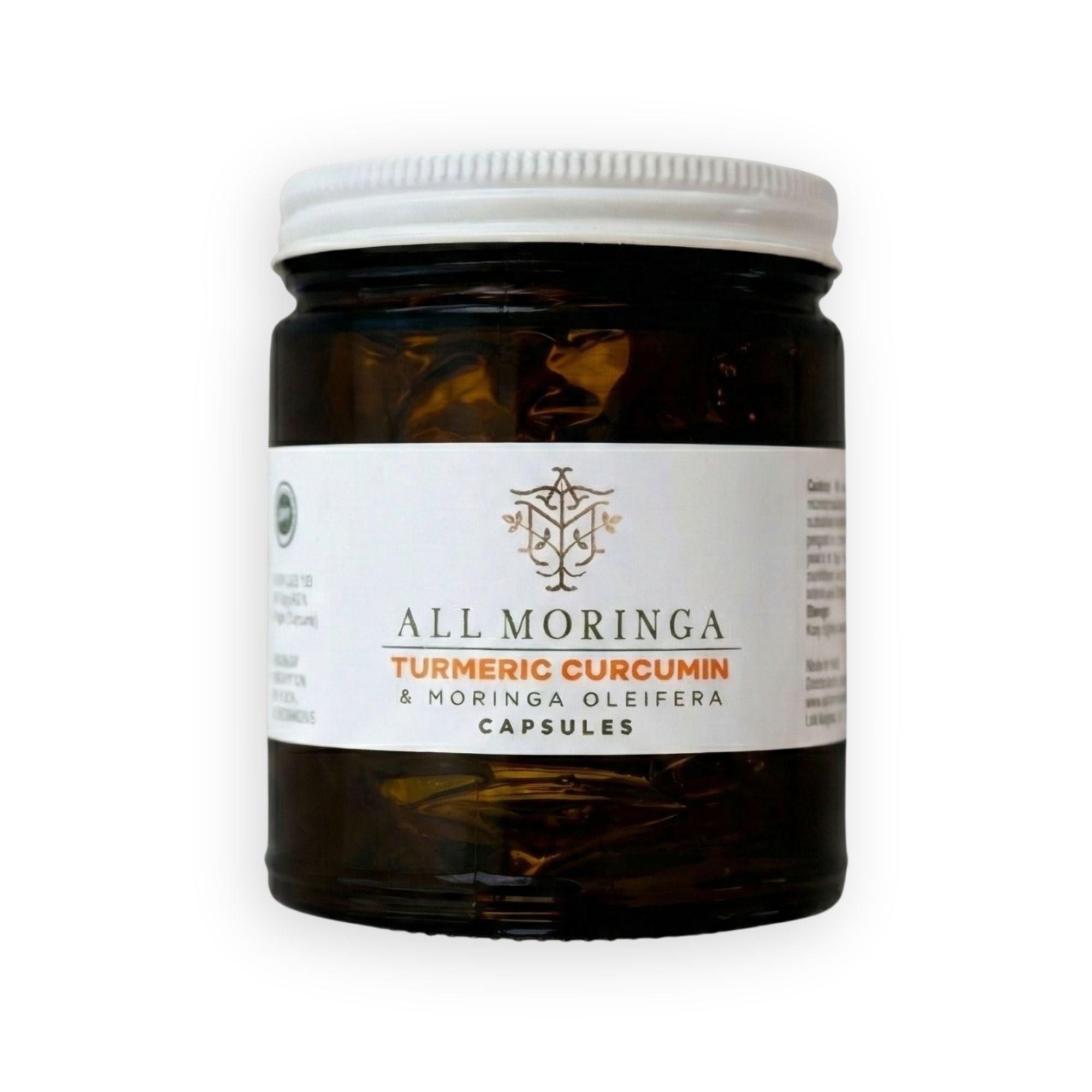 Premium Organic Turmeric Curcumin 95% Curcuminoids, Moringa Isothiocyanates & Black Pepper Piperine Extract, Vegan Capsules in a Glass Jar (Month Supply)