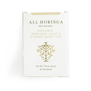organic moringa oleifera leaves with ginger root tea