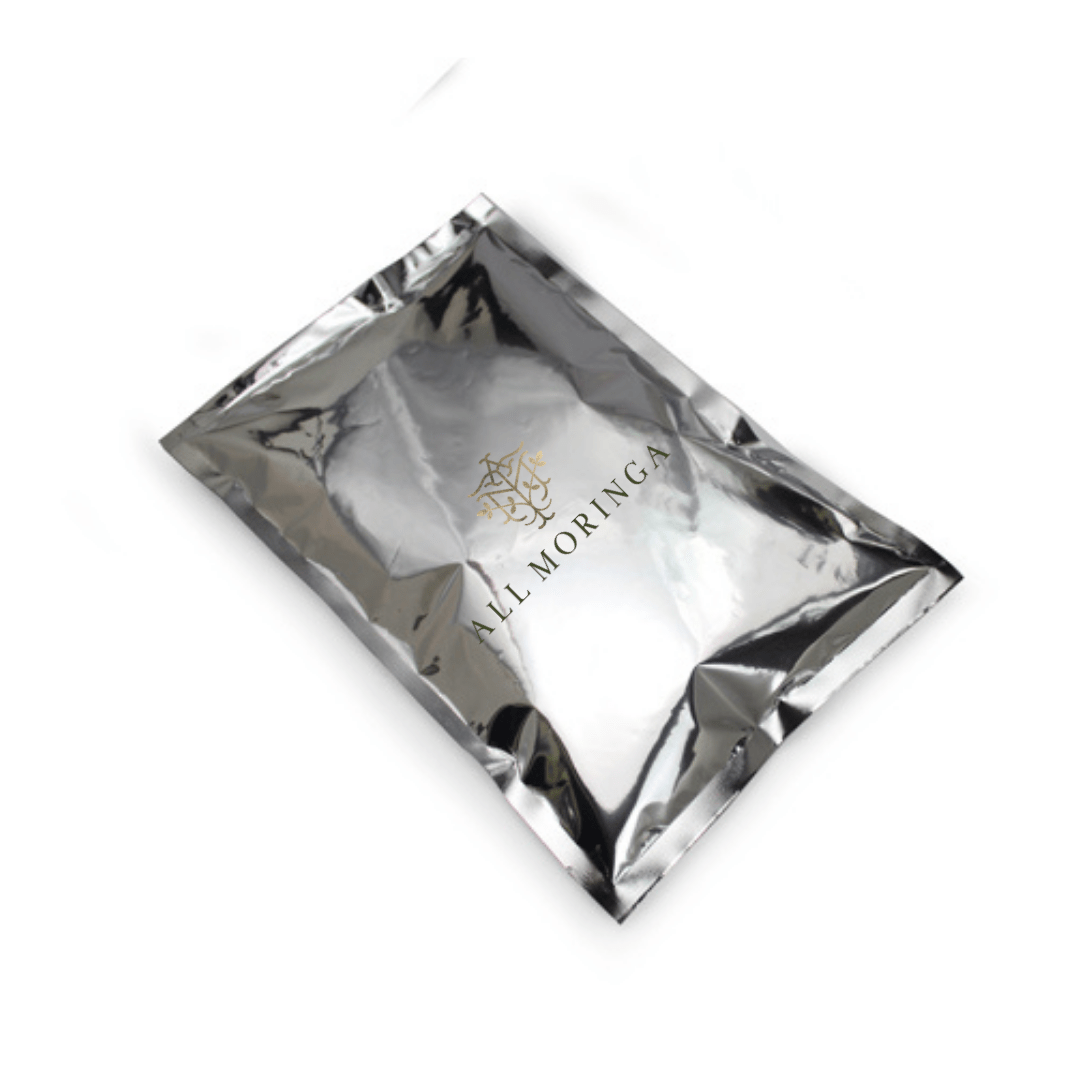 organic moringa capsules in a refill bag