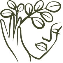 Moringa leaves paired with a face