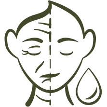 Face contrasting lined and smooth skin
