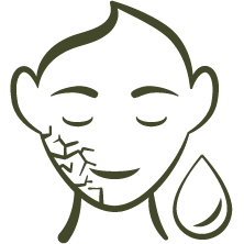 Face showing dry skin and an oil drop